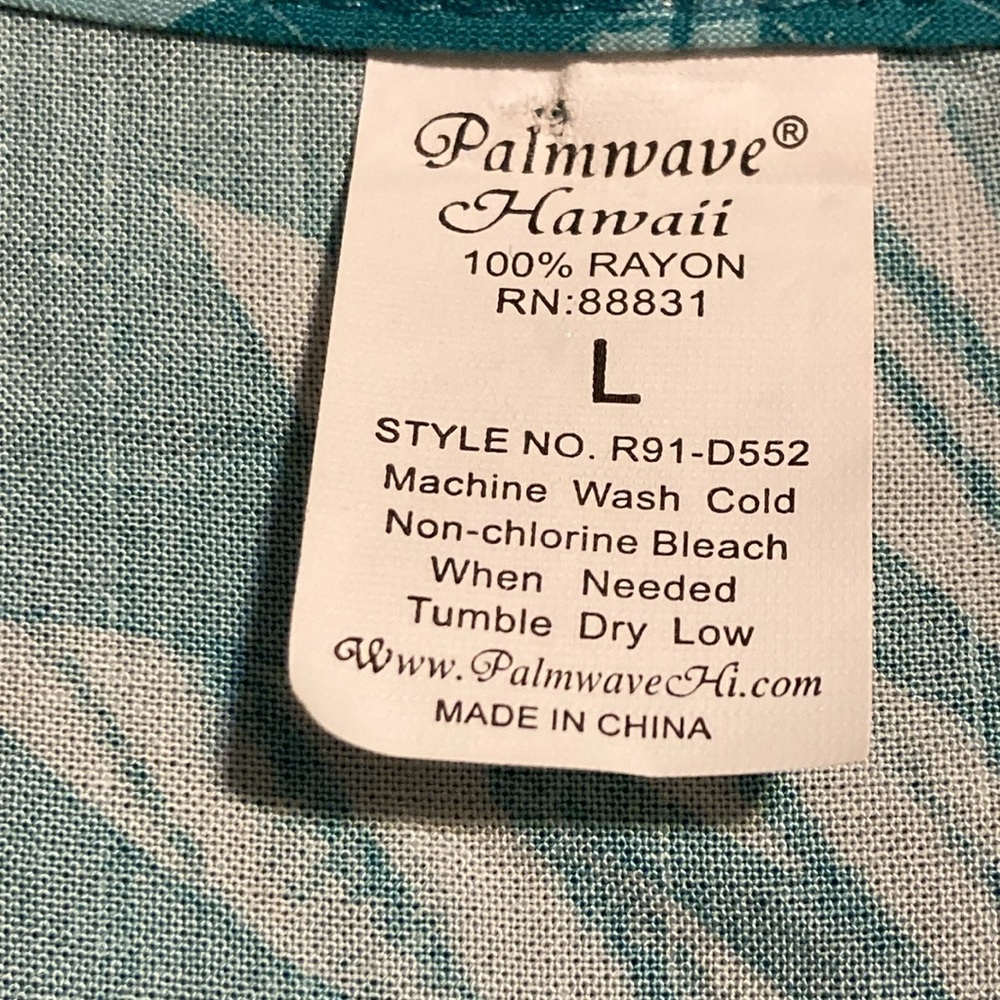 🍋 Aloha Hawaii Aqua Leaf Teal Print Drawstring Coverup L - Picture 6 of 7